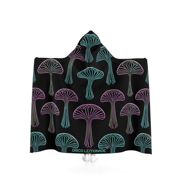DISCO LEMONADE Disco Mushroom Psychedelic Hooded Blanket, Cloak, Rave, Uv, Led,, - Picture 1 of 3